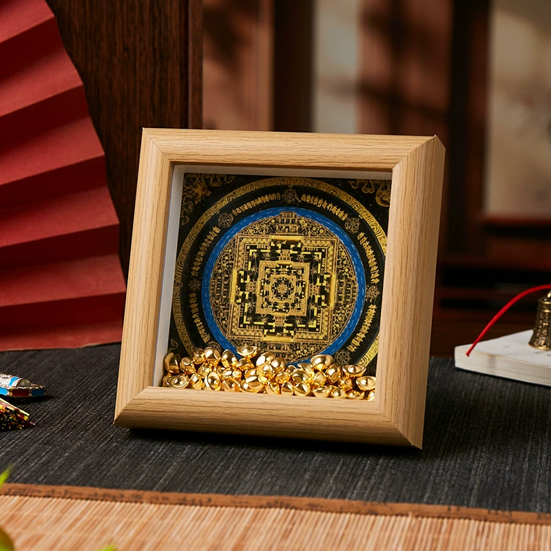 Колесо времени Танька Мантра Ваджры Черное золото Мандала Культурное и творческое Колесо времени Мантра Ваджры из шести слов Черное золото Мандала Орнамент Танька