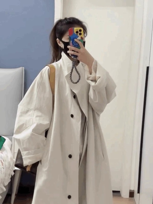 中长款高个子白色风衣外套女2025春秋新款小个子英伦风大衣超好看|undefined