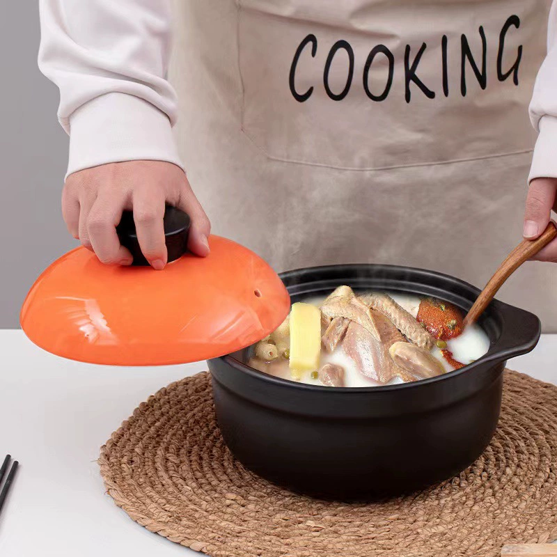 Large -capacity ceramic casserole stew cooker household gas burning without cracking sand pot pot soup pot claypot pot heat porcelain pot hot porcelain pot pot