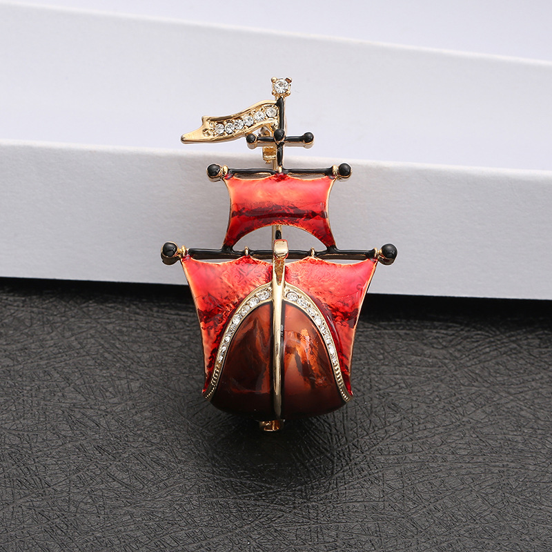 Korean Style Ship Alloy Enamel Inlay Artificial Gemstones Women's Brooches display picture 3