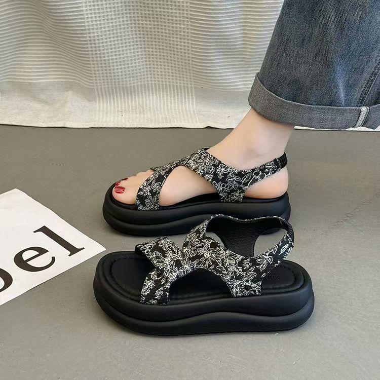 PLOVER sandalias de verano para mujeres con zapatos de muffin de alta calidad de suela gruesa, moda nacional, nuevos zapatos romanos de red china