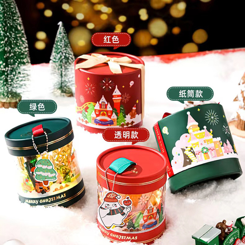 クリスマスキャンデーのギフトボックスのクリスマスイブのギフトボックスの丸いバケツのクリスマスの丸いバケツのクリスマスのリンゴのギフトボックスの卸売り|undefined