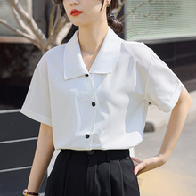 2024夏季新款白衬衫高级感气质上衣设计感小众别致长袖衬衣女