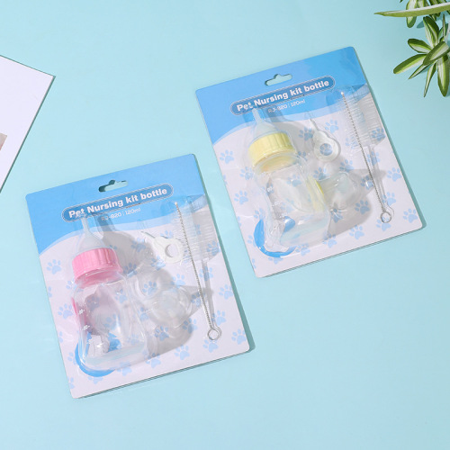 Medium-sized Pet Cat Milk Bottle with PP Body, 120ml, Replaceable Silicone Nipple for Cats and Dogs, Wholesale