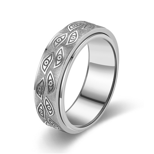  European and American fashion niche decompression corrosion devil's eye movable eye couple ring source manufacturer