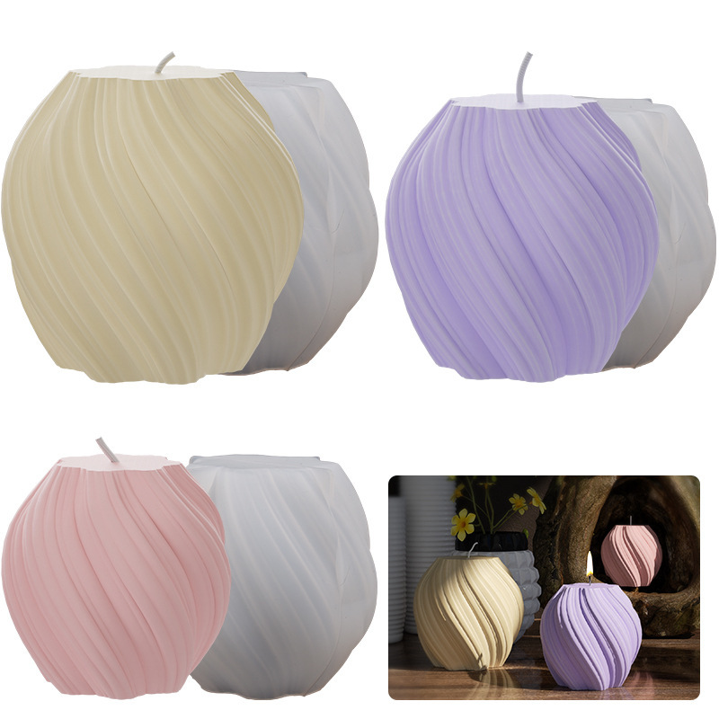 Poppy diy irregular geometric wave rotating drop mold abstract art column candle silicone mold