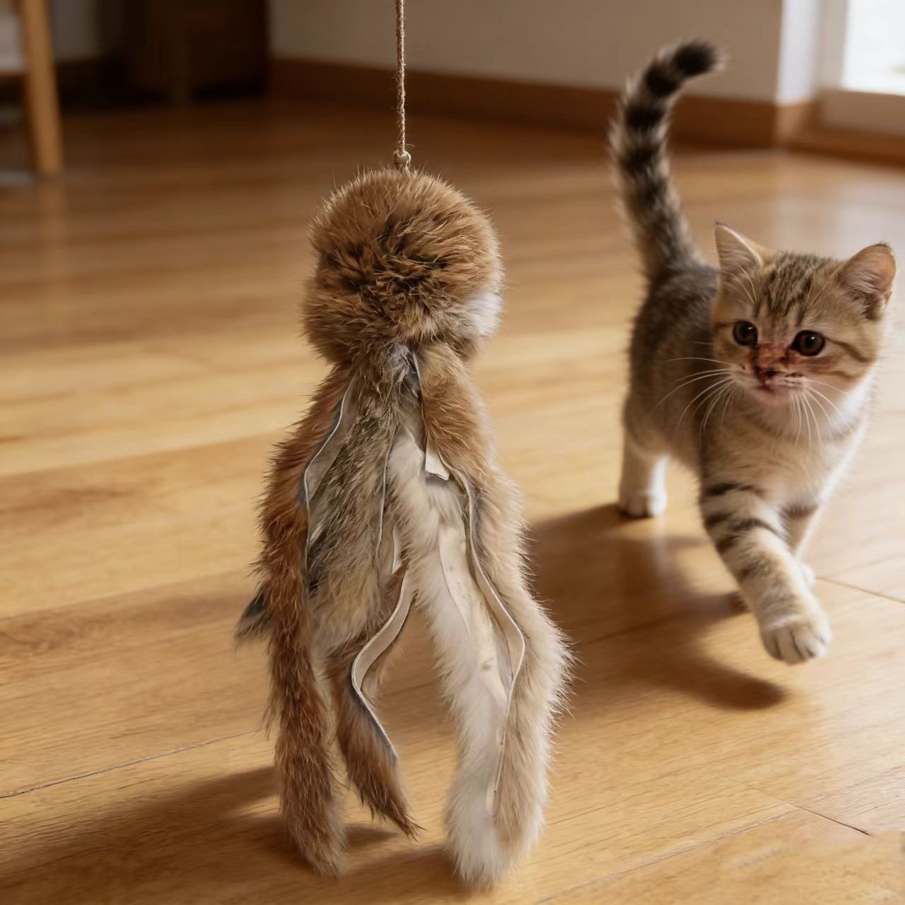 Juguetes de pelo de conejo verdadero, juguetes de pelo de conejo, palo de gato, hechos a mano, no tóxicos, sin adición, juguetes para gatitos que pueden morder.