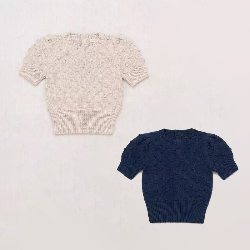 2026 Spring/Summer Hand-Crocheted Popcorn Knit Sweater with Hundreds of Balls, Girls' Round-Neck Short-Sleeve Pullover Top 2026 Spring/Summer Hand-Crocheted Popcorn Knit Sweater with Hundreds of Balls, Girls' Round-Neck Short-Sleeve Pullover Top