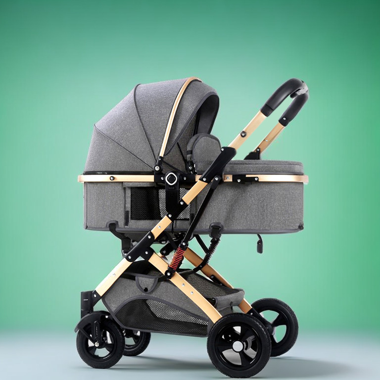 El cochecito de bebé de alto paisaje se puede sentar y acostarse, ligero y plegable, amortiguador bidireccional, cochecito de bebé para niños recién nacidos al por mayor