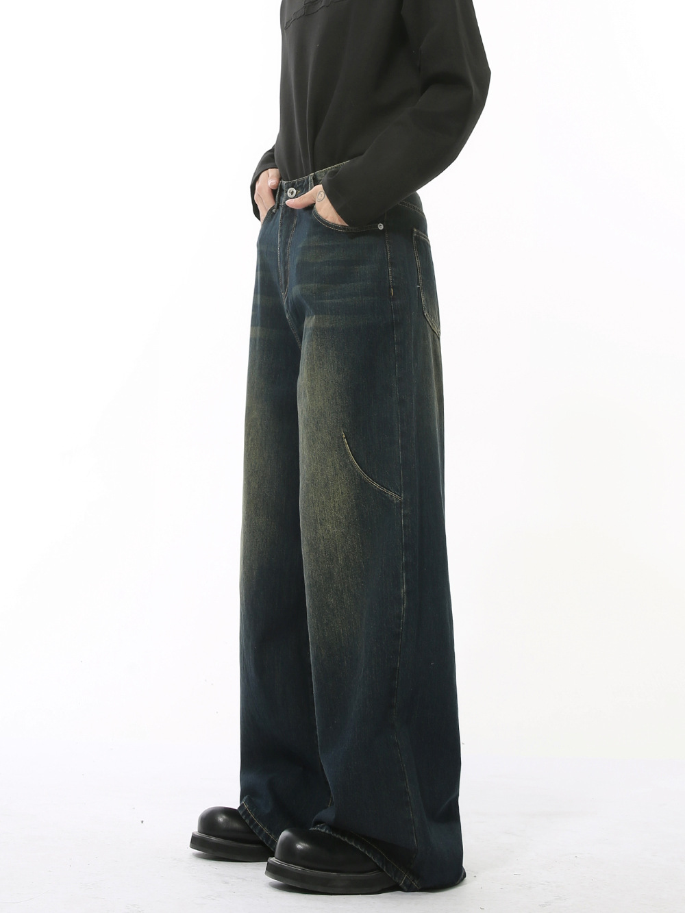 MTLCLOTHES Hombres| Nuevos productos de otoño americanos de alta calle retro hacer viejos jeans sueltos de gran tamaño