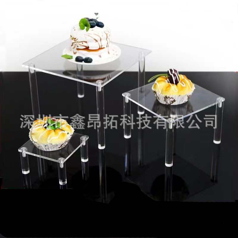 高透明亚克力手办公仔增高架正方形甜品展示架首饰化妆品收纳架