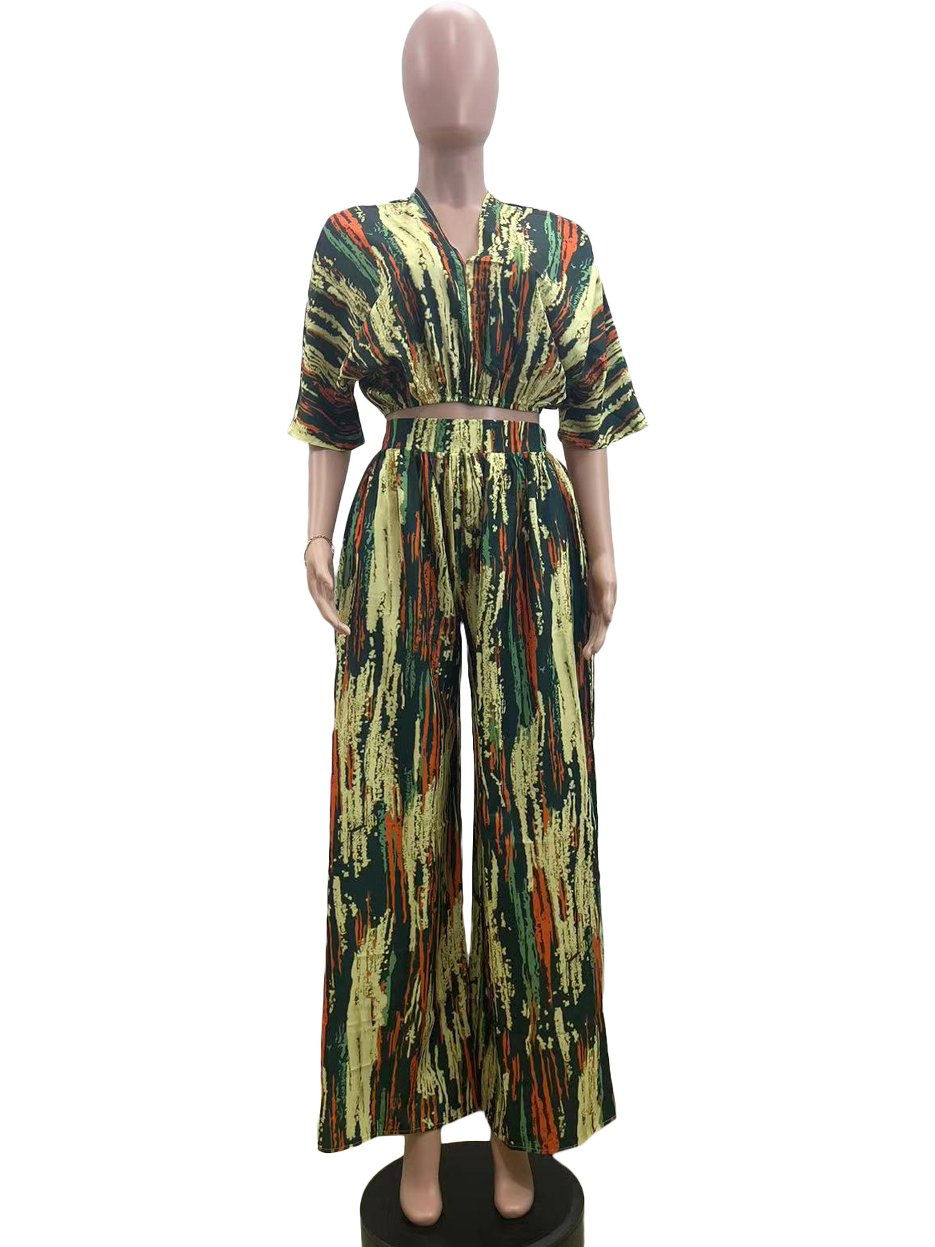 309g Weight 3/4 Length Sleeve Sleeve Length Spandex, Polyester Fabric Type Pant Co-ord Set Sets Type 2 Pieces Set Quantity Casual, Holiday Occasion V Neck Neckline Loose Fit Type Abstract, Color Block Pattern Summer, Spring Season Women's Gender Printing Design Vacation, Streetwear Style Casual Holiday Women's Vacation Streetwear Abstract Color Block Spandex Polyester Printing Pant Co-ord Set Pants Sets 23
