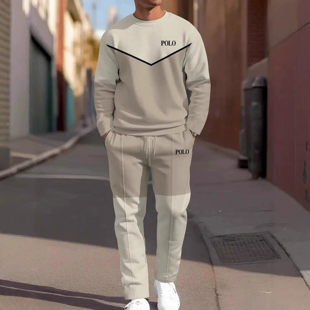 Весенне-осенний повседневный спортивный костюм с круглым вырезом и 3D-принтом, мужские брюки с длинными рукавами, свободная мужская толстовка и спортивные штаны, комплект из двух предметов