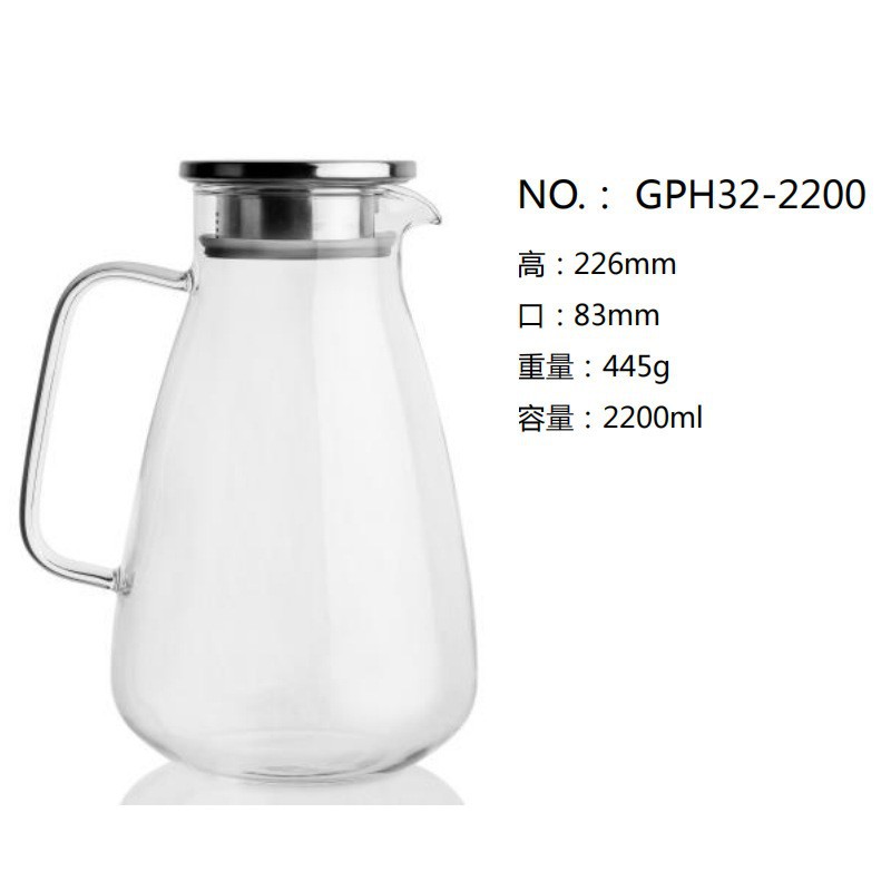 Hervidor de agua fría de alta borosilicona de vidrio resistente al calor hervidor de agua caliente doméstico fría hervidor de té de jugo de fruta de gran capacidad hervidor de té