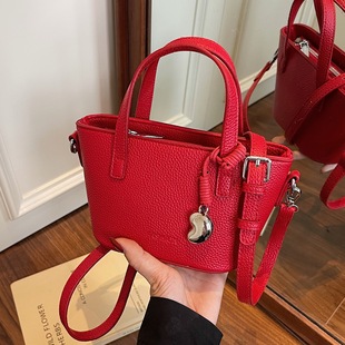 2025 New Litchi Bucket Bag Vegetable Basket Small Bag Niche Texket Handbag Single Shoulder Crossbody Handbag