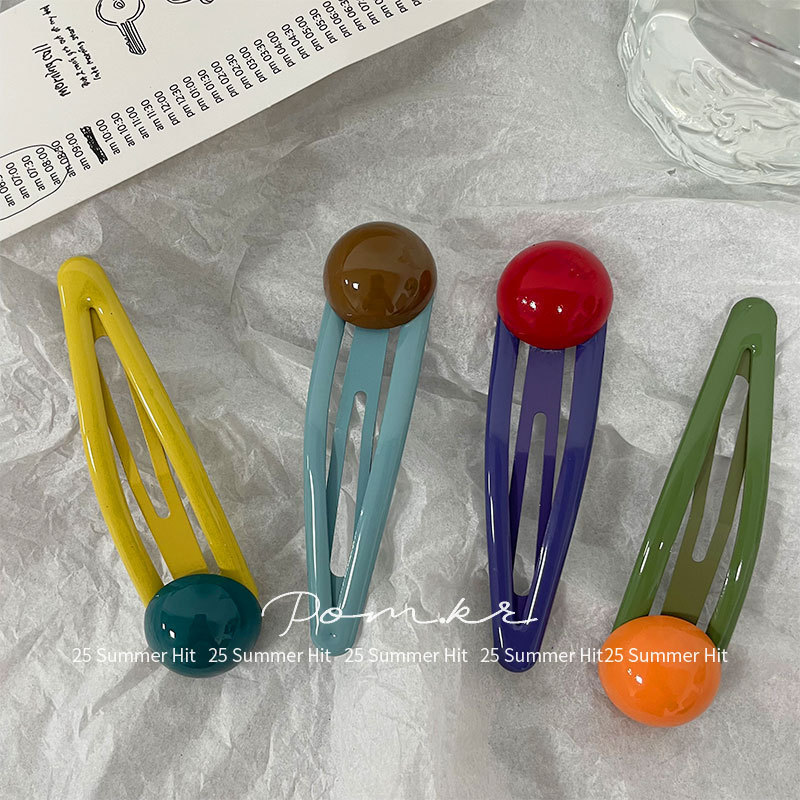 新款韩版撞色多巴胺豆豆发夹儿童大号水滴侧边碎发刘海夹掰掰夹女|undefined