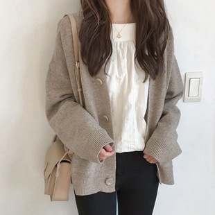 2023 New Lazy Style Sweater Coat Women's Spring Autumn Autumn Winter Design Niche Chic Knitted Cardigan Top
