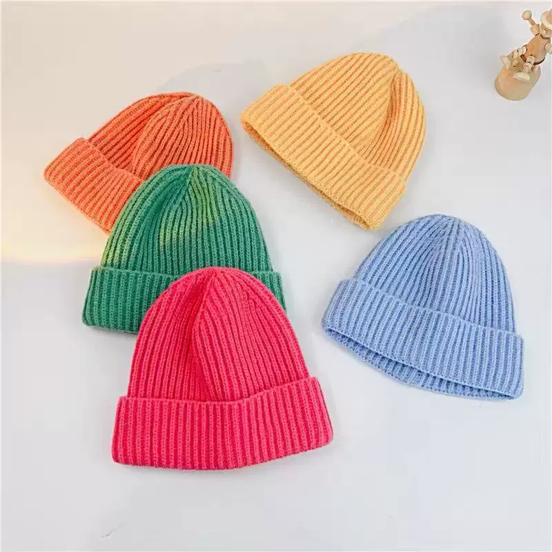 儿童保暖针织纯色儿童针织帽套头帽秋冬季户外防风加厚毛线帽子