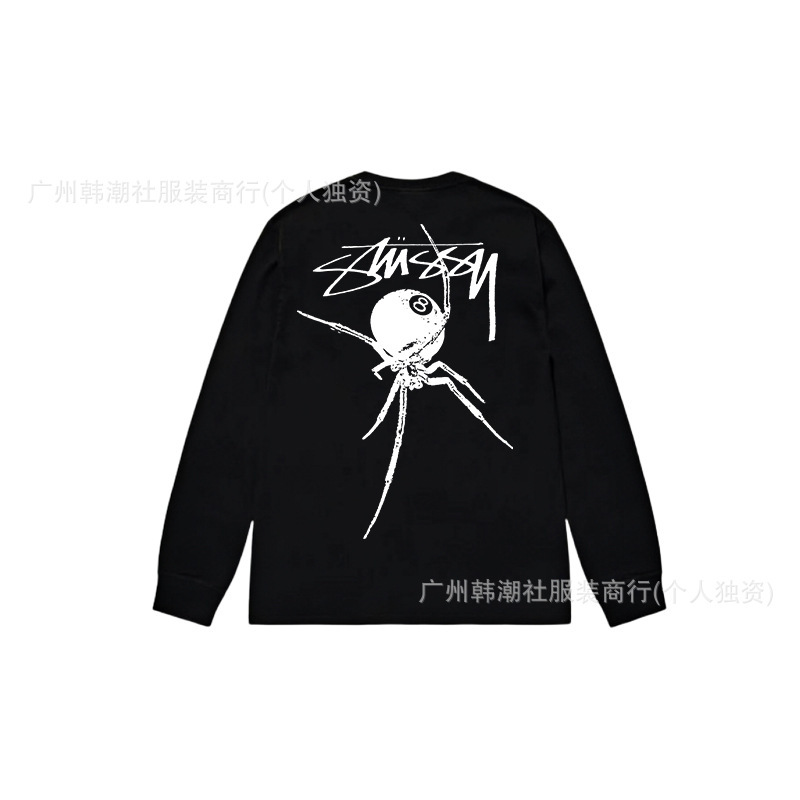 25S跨境斯图西长袖印花t恤美式潮牌STUSSY圆筒布休闲宽松男女同款|undefined