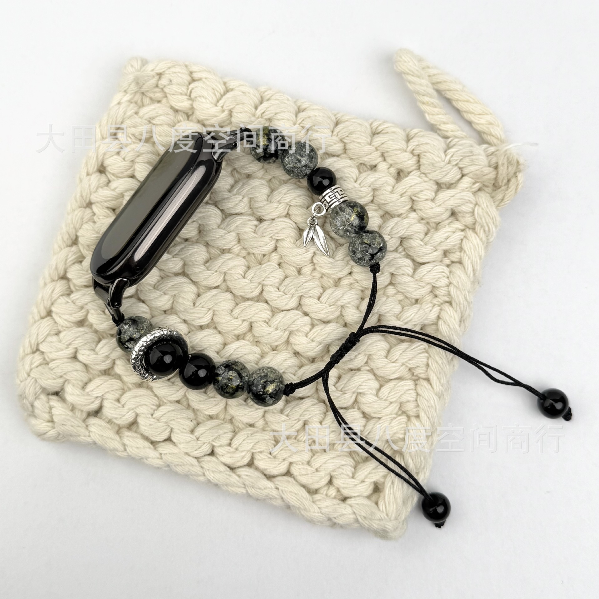 Suitable for Xiaomi Mi Band 10 Strap 9 New Black Burst Bead Drawstring 8 Wristband Senior Couple Fashion Men and Women Summer