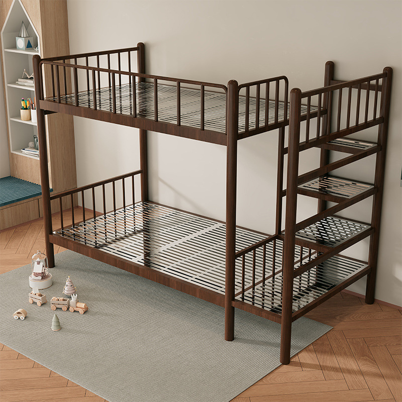 Walnut color stainless steel bed frame + breathable bed board