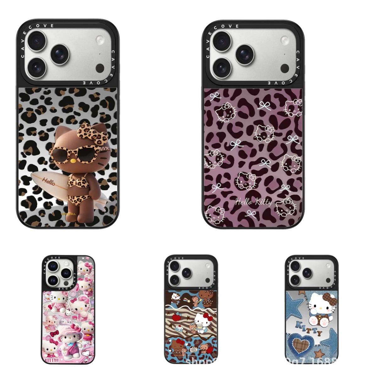 데님 HelloKitty 고양이 호피 무늬 MagSafe 애플 17promax 휴대전화 케이스 아이폰16