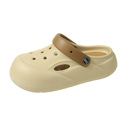 Women's Summer Simple Cute Versatile Student Soft Bottom Squeezy Feel Outwear Thick Sole Soft Hole Shoes Slides