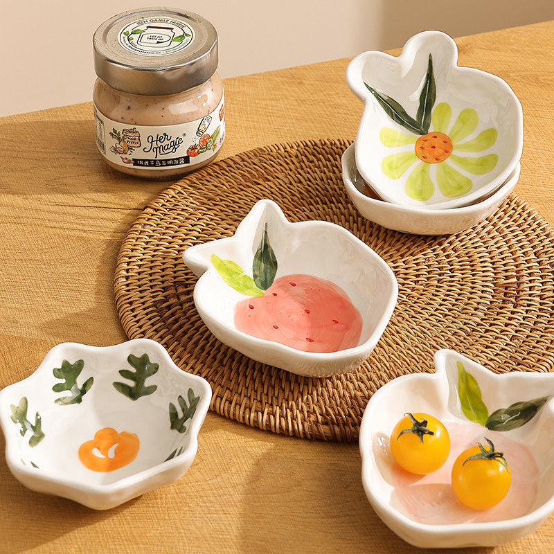 Household dipping sauce plate high-end 4-inch small plate ceramic high-value vinegar plate side dish snack plate exquisite seasoning plate