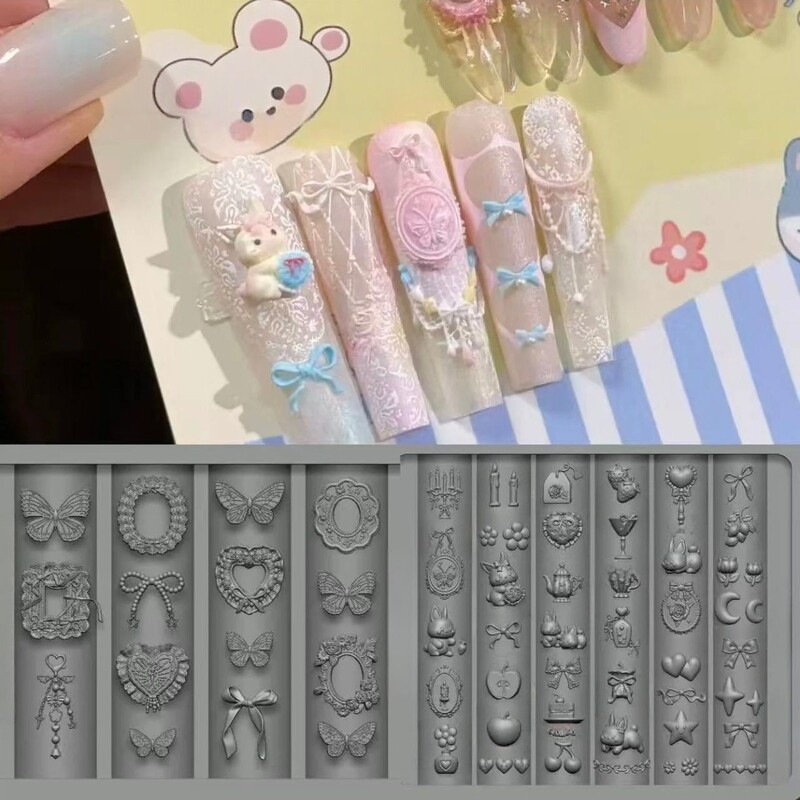Butterfly Durian Girl Photo Frame Little Rabbit Silicone Mold Cute Nail Art Mold High Transparency Easy to Release Nail Decoration Butterfly Durian Girl Photo Frame Little Rabbit Silicone Mold Cute Nail Art Mold High Transparency Easy to Release Nail Decoration