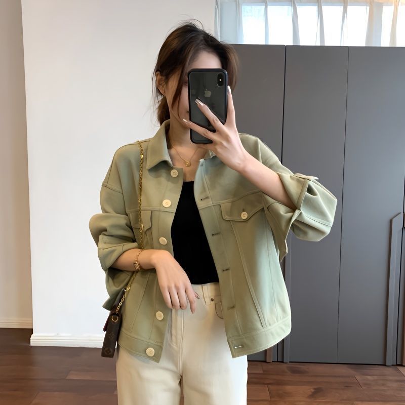 2025春季新款韩版撞色线翻领工装休闲设计感通勤短外套女上衣百搭|undefined
