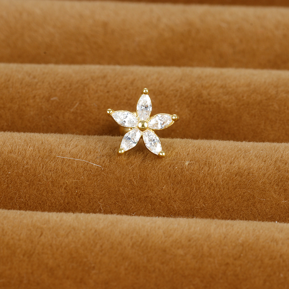 3g Weight Zircon Inlay Material Ear Studs Classification 1 Piece Quantity Daily, Street Occasion Stainless Steel Material Star, Heart Shape, Crown Pattern Women's Gender Plating, Inlay Design Simple Style Style 1 Piece Simple Style Star Heart Shape Crown Plating Inlay Stainless Steel Zircon Ear Studs 11