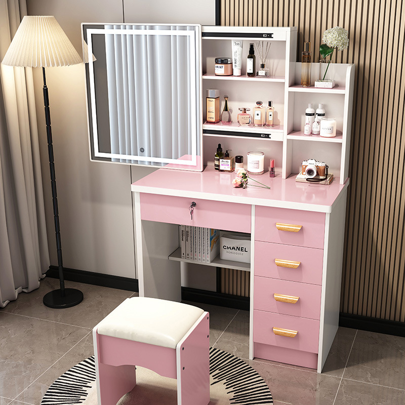 Alta sensación de ensamblaje de dormitorio mesa de maquillaje mini gabinete de maquillaje en línea popularidad moderna simple mesa de maquillaje