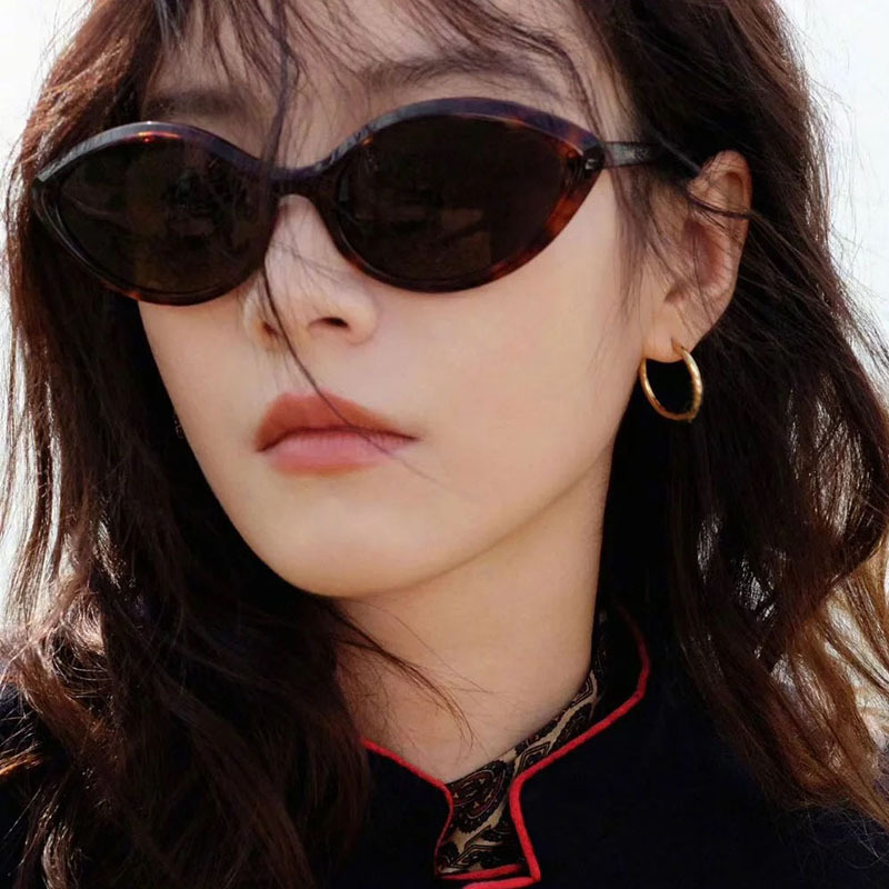 猫眼太阳镜韩版网红同款2025新款太阳眼镜复古凹造型女墨镜高级感|undefined