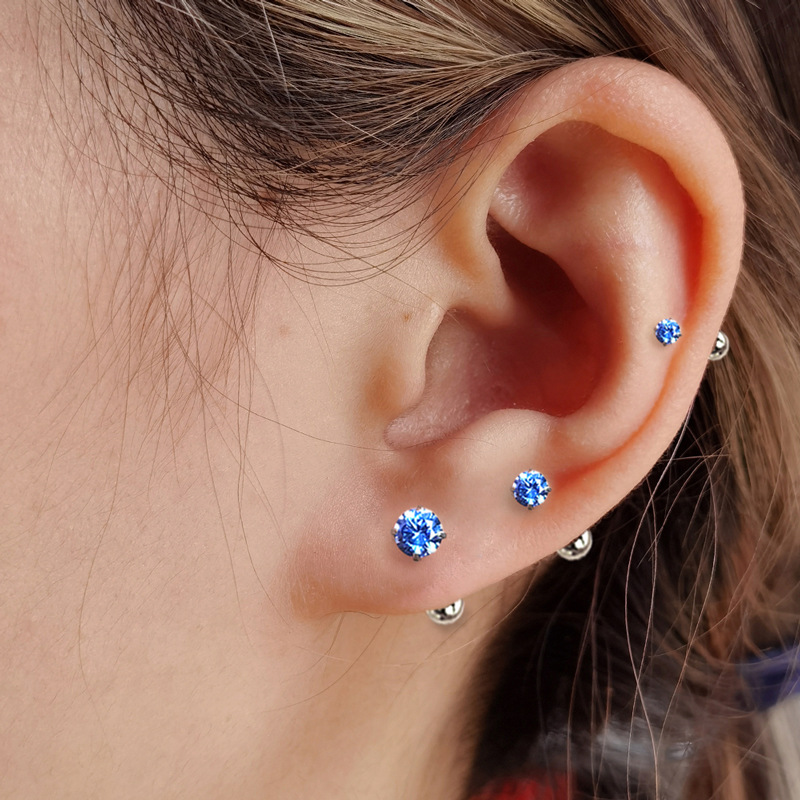 6g Weight Earrings Event & Party Supplies Simple Style Round Silver Plating Inlay Rhinestones Ear Studs 1 Pair
