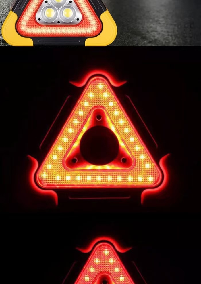 Tripod warning light LED multifunctional car emergency light solar charging car triangle safety warning sign