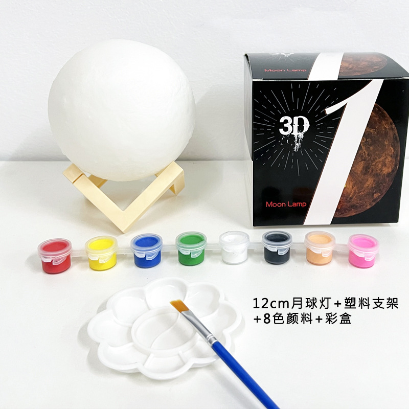 クリエイティブ手描き月球灯小夜灯led寝室ベッドヘッドランプネット赤月灯diy落書き星球灯卸売り|undefined