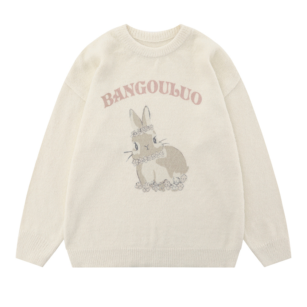 Rabbit print sweater men's autumn and wi...