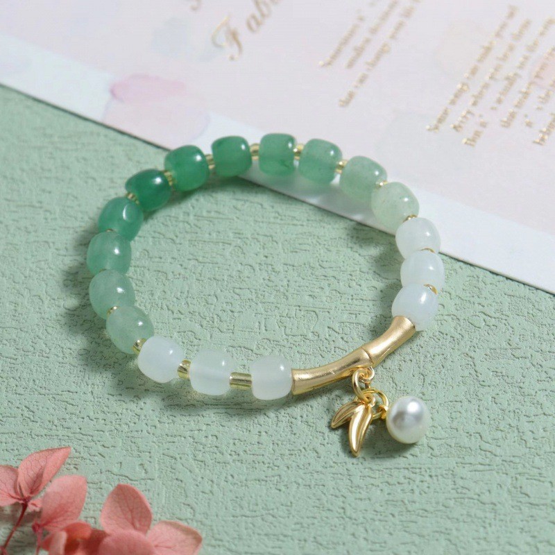 Dongling pulsera de jade de piedra esmeralda pulsera de jade multi-círculo un solo anillo pulsera de calabaza transmisión en vivo fuente de bienestar