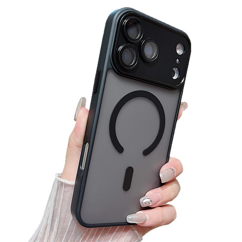 Aplicable para iPhone17pro escudo de succión magnética para teléfonos móviles de silicona 16promax cinta de esmerilado lente cubierta protectora de película