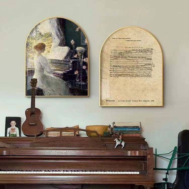 American Retro Living Room Decorative Painting Character Art French Restaurant Bedroom Mural Piano Room Arch Hanging Painting