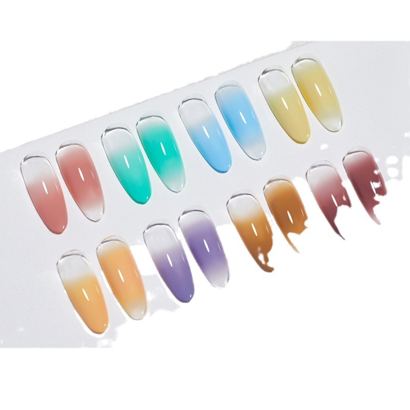 Xiaoying tienda de uñas gradiente de verano rubor sin lavado pintado Pat pegamento popular todo-fósforo semisólido arte de uñas precio al por mayor