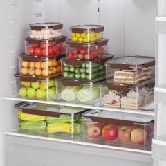 Pp透明タッパープラスチック長方形冷蔵庫収納収納ボックス冷凍可能電子レンジ計時シールボックス