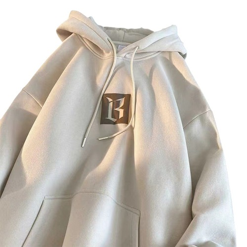 Unfluffy Country Chic Streetwear BF Hooded Sweatshirt Couple's Version Autumn/Winter Short Sleeve Versatile Casual Simple Top