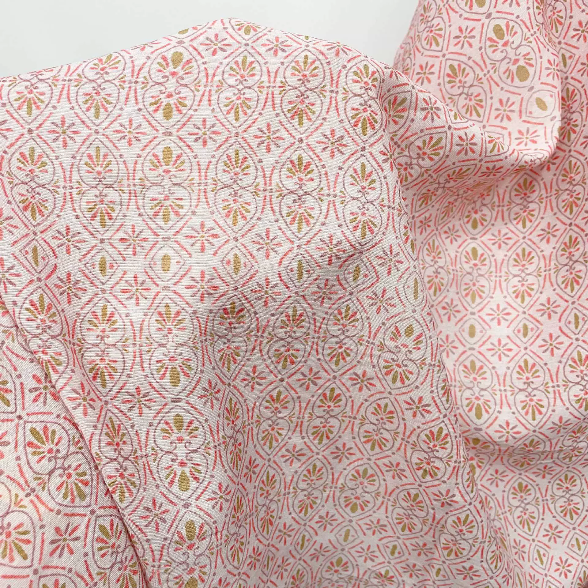 宋锦复古数码布业锦棉苎麻面料人棉印花世家透气裙子旗袍汉服亚麻