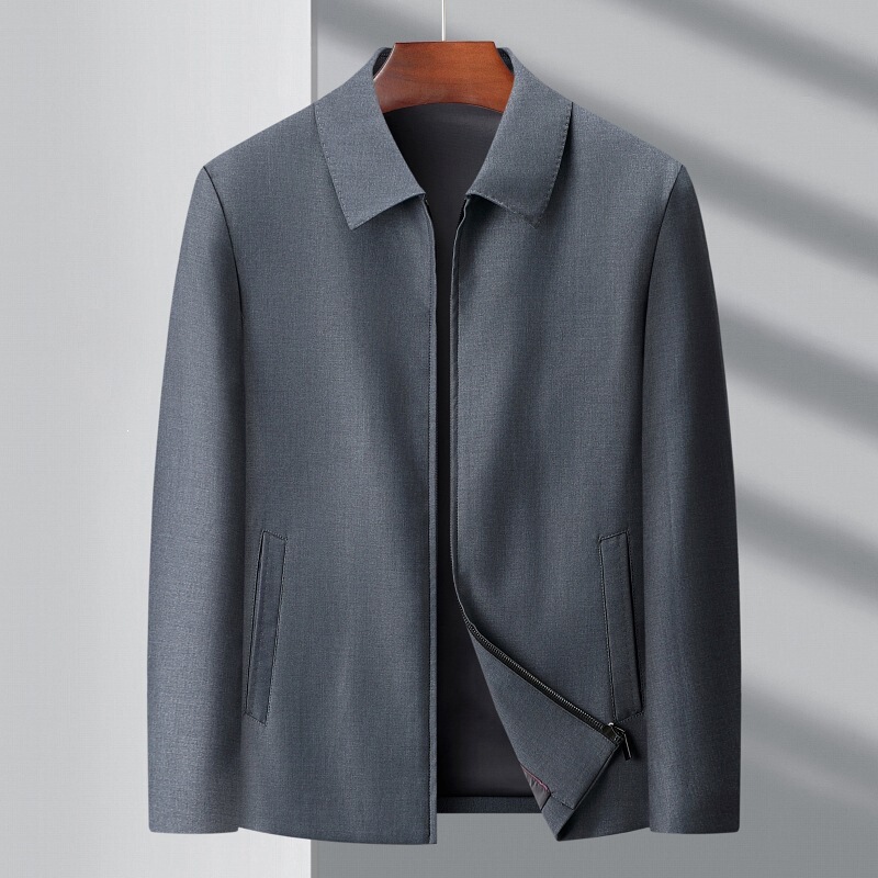 Middle-Aged and Elderly Men's Wool Jacket, New Autumn Style, Casual Zip-Up Dad-Style Top, Lapel Men's Wool Coat Middle-Aged and Elderly Men's Wool Jacket, New Autumn Style, Casual Zip-Up Dad-Style Top, Lapel Men's Wool Coat