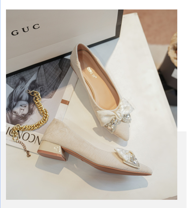 Damslippers med spetsig tå mångsidiga platta pumps_voghion.com