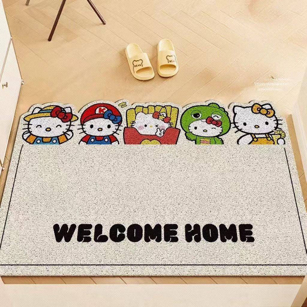 卡通HelloKitty丝圈地垫耐脏耐磨可剪裁pvc防滑垫玄关入户门地垫