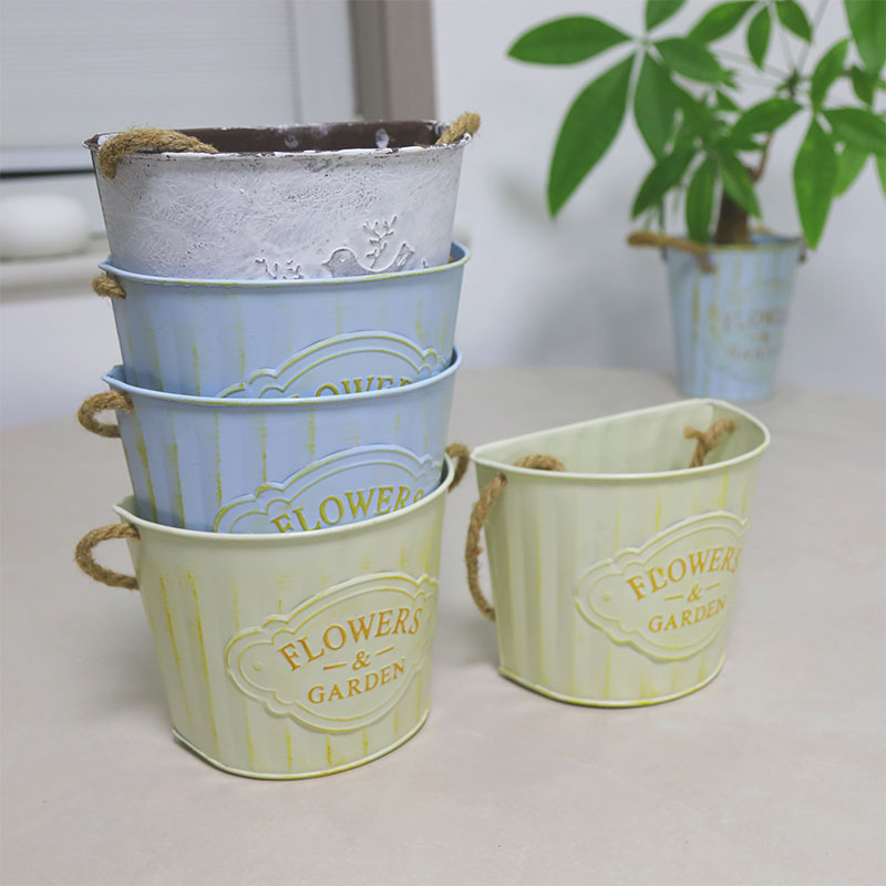 Retro hierro forjado pared flotante canasta de flores canasta de flores decoración de pared jardín patio balcón interior pared colgante barril