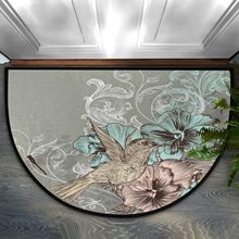 跨境热销复古抽象水晶绒半圆形地垫防滑舒适易打理卧室客厅通用葡