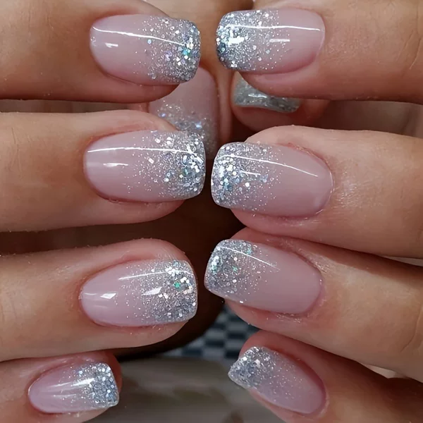 Wear a glitter French nail patch short nail fake nails cross-border for wholesale finished nail nails